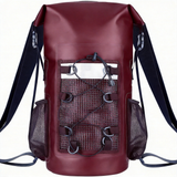 WBP1908 Khaki Roll Top Waterproof Dry Backpack with Reflective Strip & Bungee Cord for Camping Hiking