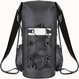 WBP1908 Khaki Roll Top Waterproof Dry Backpack with Reflective Strip & Bungee Cord for Camping Hiking
