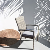 DTY2501 Light Grey Wicker Outdoor Armchair with Cushion – Modern Patio Weather-Resistant Lounge Chair