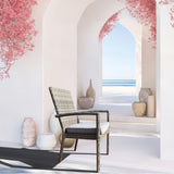 DTY2501 Light Grey Wicker Outdoor Armchair with Cushion – Modern Patio Weather-Resistant Lounge Chair