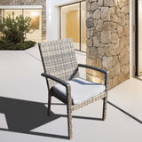 DTY2501 Light Grey Wicker Outdoor Armchair with Cushion – Modern Patio Weather-Resistant Lounge Chair