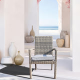 DTY2501 Light Grey Wicker Outdoor Armchair with Cushion – Modern Patio Weather-Resistant Lounge Chair