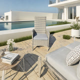 DTY2505 Light Grey Wicker Reclining Outdoor Lounge Chair with Grey Cushion – Mediterranean Villa Pool Patio Weather-Resistant Recliner
