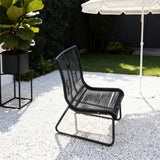 DTY2511 All-Black Rope-Woven Outdoor Lounge Chair with Streamlined Metal Frame – Modern Minimalist Pool Patio Weather-Resistant Relaxation Chair