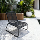 DTY2511 All-Black Rope-Woven Outdoor Lounge Chair with Streamlined Metal Frame – Modern Minimalist Pool Patio Weather-Resistant Relaxation Chair