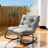 DTY2527 Wicker Outdoor Rocking Chair with Thick Cushion – Modern Patio Glider Rocker Lounge Chair