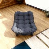 DTY2528 Modern Outdoor Papasan Rocking Chair with Navy Cushion – Patio Wicker Glider Lounge Chair