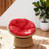 DTY2530 360° Swivel Wicker Papasan Chair with Red Cushion – Coastal Patio Lounge Chair