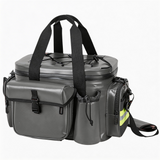 WCB1909 Grey Waterproof Insulated Fishing Cooler Bag with Multi Storage Pockets Reflective Strip for Lake Angling