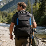 FSB1903 Grey Yellow Accent Waterproof Outdoor Backpack with Multi Pockets for Hiking Fishing River Travel