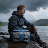 FSB1904 Blue Multi-Pocket Fishing Tackle Bag with Mesh Panels & Adjustable Shoulder Strap for River Lake Angling