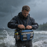 FSB1904 Blue Multi-Pocket Fishing Tackle Bag with Mesh Panels & Adjustable Shoulder Strap for River Lake Angling