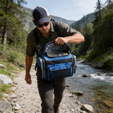 FSB1905 Blue Insulated Fishing Cooler Tackle Bag with Multi Pockets & Detachable Shoulder Strap for Lake Bank Angling