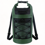 WBP1909 Blue Roll Top Waterproof Dry Backpack with Front Bungee Storage for Kayaking Boating