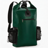 WBP1904 Burgundy Roll Top Waterproof Dry Backpack with Mesh Side Pockets for Camping Hiking Kayaking