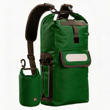 WBP1906 Tan Roll Top Waterproof Dry Backpack with Detachable 2L Bottle Pouch for Kayaking Hiking