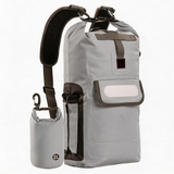 WBP1906 Tan Roll Top Waterproof Dry Backpack with Detachable 2L Bottle Pouch for Kayaking Hiking