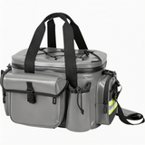 WCB1909 Grey Waterproof Insulated Fishing Cooler Bag with Multi Storage Pockets Reflective Strip for Lake Angling