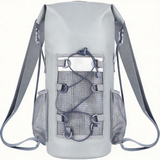 WBP1908 Khaki Roll Top Waterproof Dry Backpack with Reflective Strip & Bungee Cord for Camping Hiking
