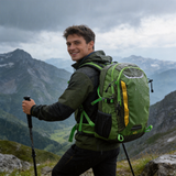 HDB1904 Green Yellow Snowproof Ski Backpack with Adjustable Harness for Winter Mountaineering & Snow Sports