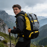 HDB1907 Yellow Grey Black Waterproof Outdoor Backpack with Roll Top Design for River Trekking & Hiking