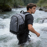 HDB1908 Grey Black Waterproof Daily Backpack with Multi Pockets for School Travel & Urban Outdoor Use