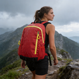 HDB1909 Red Yellow Waterproof Outdoor Backpack with Mesh Side Pockets for Kayaking River Trekking & Daily Use
