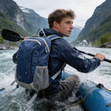 HDB1911 Blue Grey Waterproof Kayaking Backpack with Mesh Side Pockets for Water Sports River Trekking