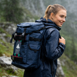 HDB1912 Navy Blue Roll Top Waterproof Backpack with Skateboard Carry Straps for Street Skating Outdoor Hiking