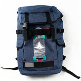 HDB1912 Navy Blue Roll Top Waterproof Backpack with Skateboard Carry Straps for Street Skating Outdoor Hiking