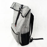 HDB1913 Grey Roll Top Waterproof Laptop Backpack with Side Water Bottle Pocket for Business Travel & Hiking