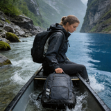 HDB1914 Black Waterproof Hiking Backpack with Reflective Strips for Mountain Trekking Rainy Outdoor Adventures