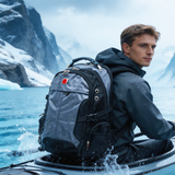 HDB1917 Grey Black Waterproof Sports Backpack with Hard Carry Handle for Kayaking Water Sports & Hiking