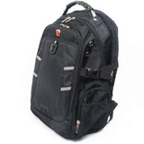 HDB1919 Black Waterproof Hiking Backpack with Reflective Strips for Foggy Mountain Trekking and Rainy Outdoor Trips