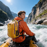 HDB1922 Yellow Purple Waterproof Hiking Backpack with Reflective Strip for Foggy Mountain Trekking Rainy Outdoor Travel