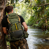 HTB1904 Olive Green Canvas Hunting Backpack with Multi Pockets & Adjustable Straps for Jungle Woodland Trekking