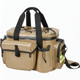 WCB1909 Grey Waterproof Insulated Fishing Cooler Bag with Multi Storage Pockets Reflective Strip for Lake Angling