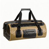 WDF1901 Brown Roll Top Waterproof Motorcycle Dry Duffel Bag with Front Zipper Pocket