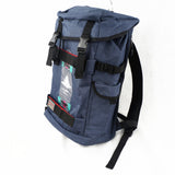 HDB1912 Navy Blue Roll Top Waterproof Backpack with Skateboard Carry Straps for Street Skating Outdoor Hiking