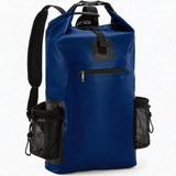 WBP1904 Burgundy Roll Top Waterproof Dry Backpack with Mesh Side Pockets for Camping Hiking Kayaking