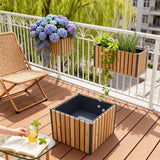 OPB2501 Square Wooden Planter Box with Metal Frame – Modern Patio Raised Garden Bed