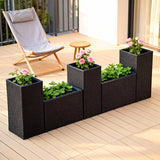 OPB250302 5-Piece Modular Black Wicker Planter Set – Tiered Patio Raised Garden Bed