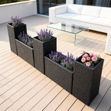 OPB250302 5-Piece Modular Black Wicker Planter Set – Tiered Patio Raised Garden Bed
