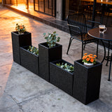 OPB250302 5-Piece Modular Black Wicker Planter Set – Tiered Patio Raised Garden Bed