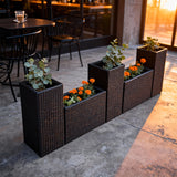 OPB250302 5-Piece Modular Black Wicker Planter Set – Tiered Patio Raised Garden Bed
