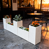 OPB250301 Modular 5-Piece White Wicker Planter Set – Elevated Patio Raised Garden Bed