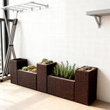 OPB250303 5-Piece Modular Brown Wicker Planter Set – Tiered Patio Raised Garden Bed