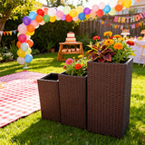 OPB2507 3-Piece Tiered Grey Wicker Planter Set – Backyard Patio Raised Garden Bed