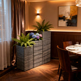 OPB2507 3-Piece Tiered Grey Wicker Planter Set – Backyard Patio Raised Garden Bed