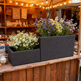 OPB2508 2-Piece Modular Dark Grey Wicker Planter Set – Pet-Friendly Patio Raised Garden Bed